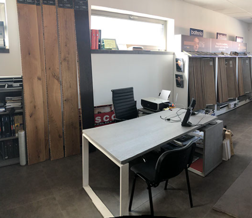Showroom T-Parket s vzorkovnou podlahových krytin